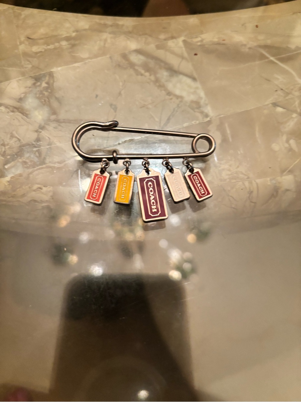Coach Multicolor Enamel Tag Safety Pin Charm